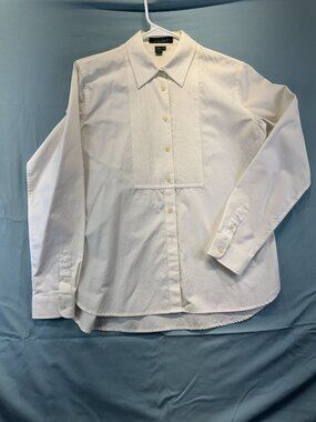 Ralph Lauren Women's Pleated Tuxedo Shirt Sz Petite Large